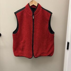 Catalina Red Fleece Sleeveless Vest Pockets Zipper Women's Size L Quilted